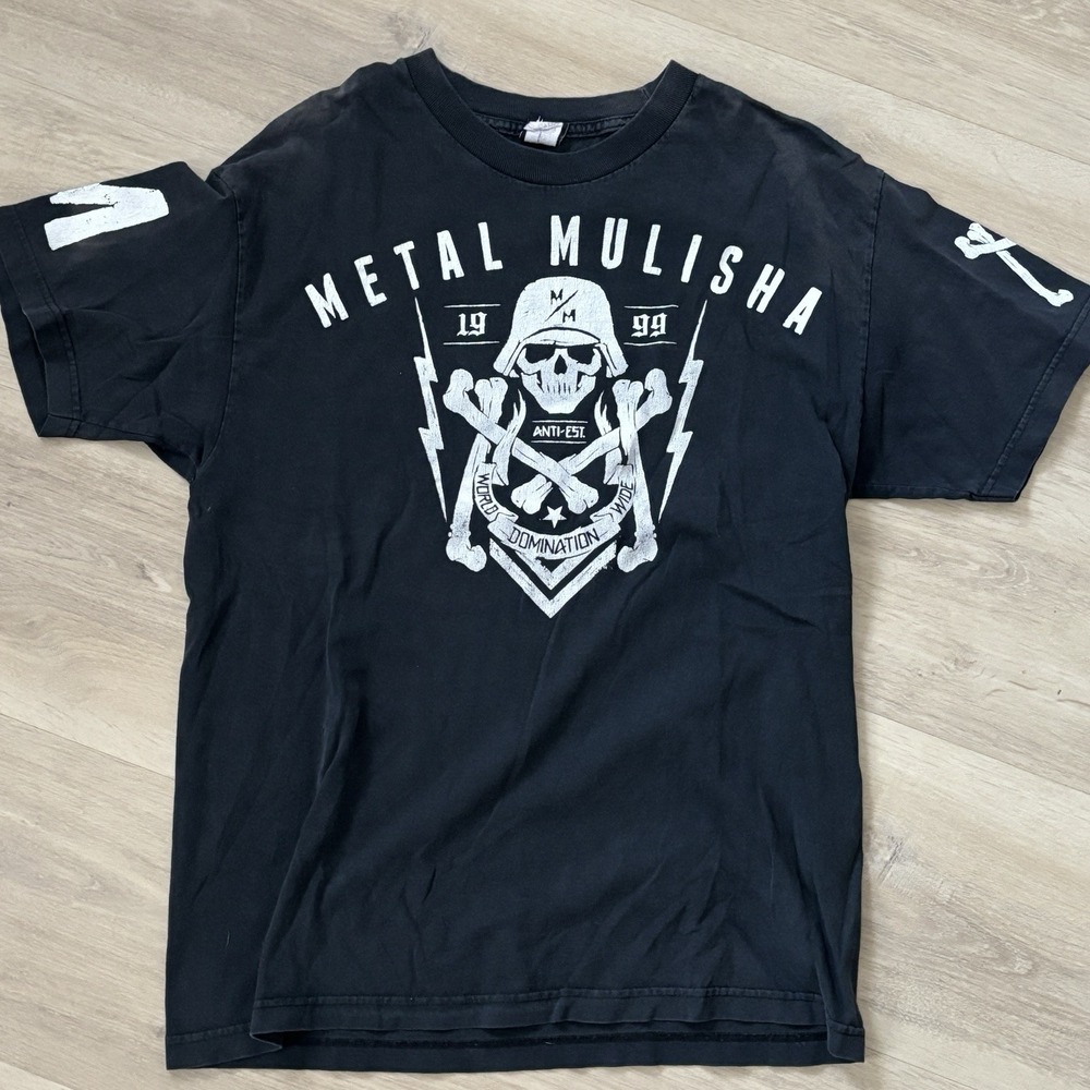 Vintage Y2K Metal Mulisha Grunge T Shirt Mens Large S/S Black Skull MX Moto